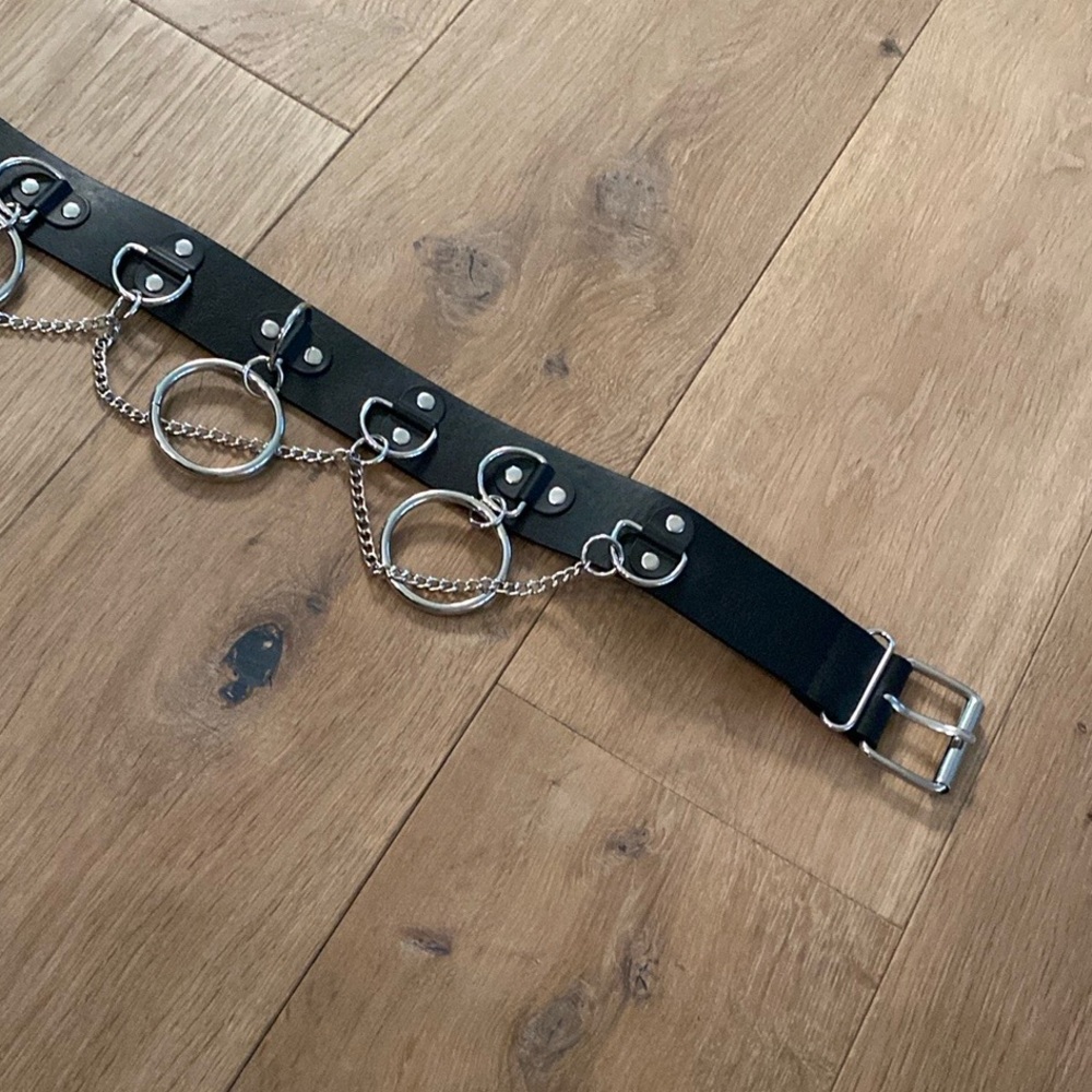 Black and Silver Utility Belt with Metal Rings